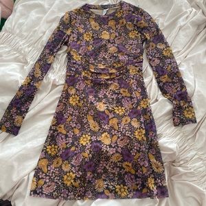 & Other Stories Floral Mesh Mini Dress